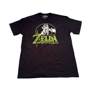 Legend‎ Of Zelda Breath Of The Wild Size Large Black Neon Green Graphic T Shirt